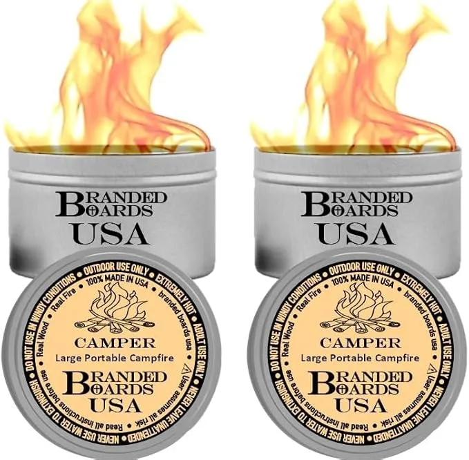 | Made in USA | Portable Mini Bonfire Campfire in a Can | Reusable & up to 5 Hours of Burn Time | Picnics Parties S'Mores Gifts Bushcraft Camping Survival Emergencies
