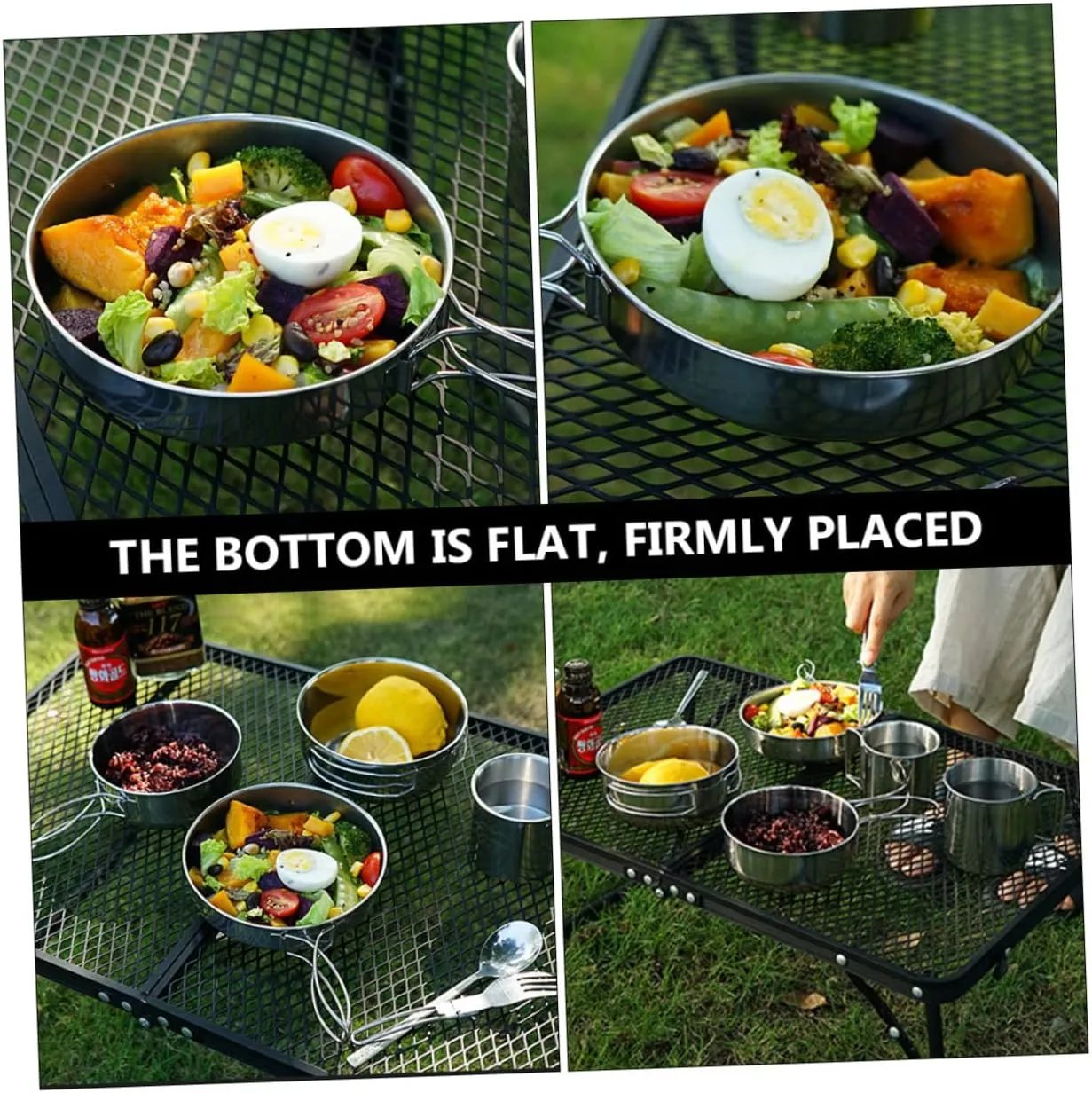 10 Pcs Picnic Tools Travel Pot Stainless Steel Non Stick