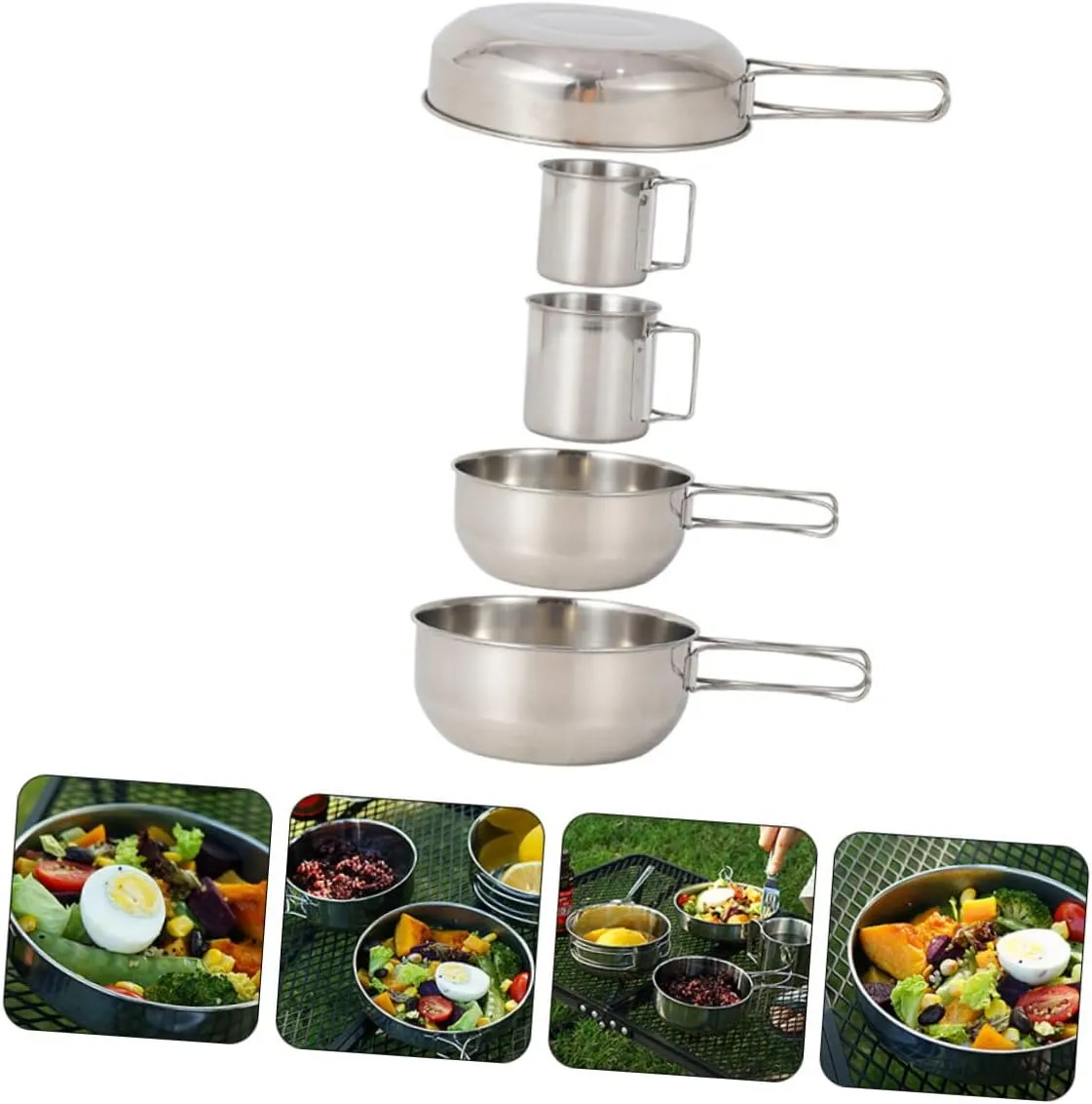 10 Pcs Picnic Tools Travel Pot Stainless Steel Non Stick