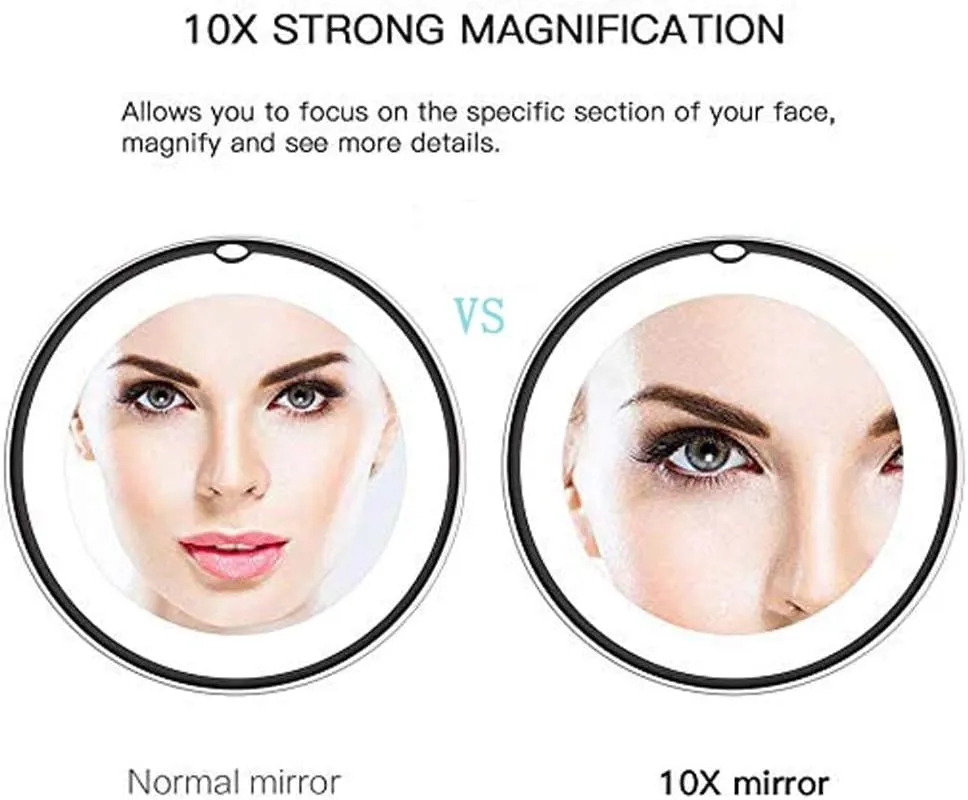 10X Magnifying Wall Mounted Makeup Mirror, 8In Magnification Makeup Mirror Adjustable 360° Swivel Extendable Cosmetic Vanity Mirror Mirrors for Bathroom Vanity,Black,hardwire(Black,Hardwire)