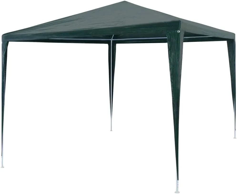 10x10ft Outdoor Party Tent Green PE Roof Steel Frame Gazebo Canopy for Backyard Events, Garden Gatherings, Patio Shade