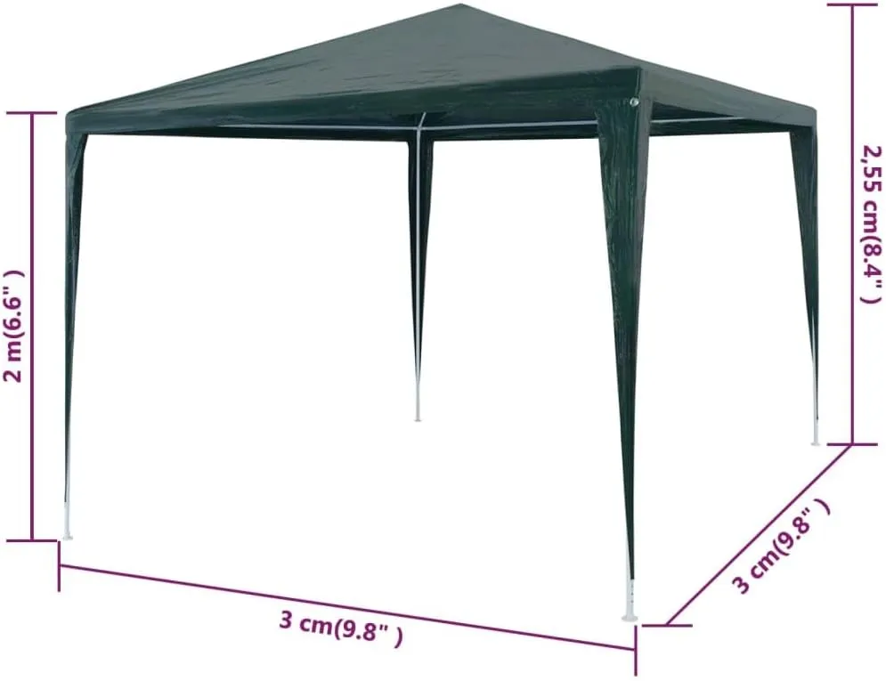 10x10ft Outdoor Party Tent Green PE Roof Steel Frame Gazebo Canopy for Backyard Events, Garden Gatherings, Patio Shade