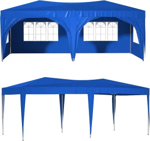 10'x20' Outdoor Canopy Tent for Memorable Parties, Waterproof and Sturdy with Removable Sidewalls, Includes Carry Bag and Accessories, Blue