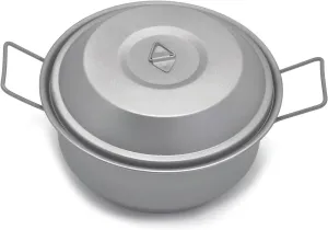 1100ml Titanium Pot with Lid and Foldable Handles Outdoor Camping Backpacking Cooking Pot Cookware