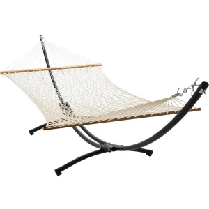 12ft Steel Arc Hammock Stand & Resort Polyester Rope Hammock