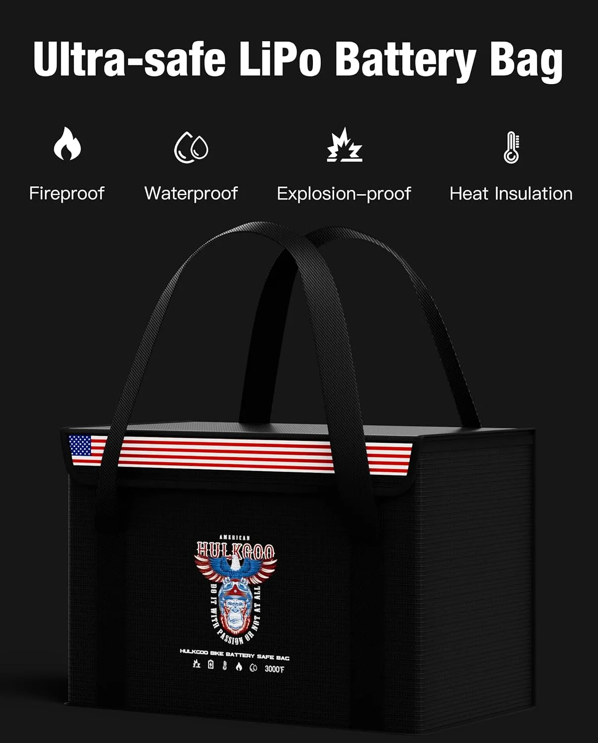 12V 100Ah LiFePO4 Lithium Battery Fireproof Safe Bag Large Capacity Explosion-Proof Container LiPO Guard Protective Case Waterproof Storage Box(14 * 9.5 * 7.8inch)