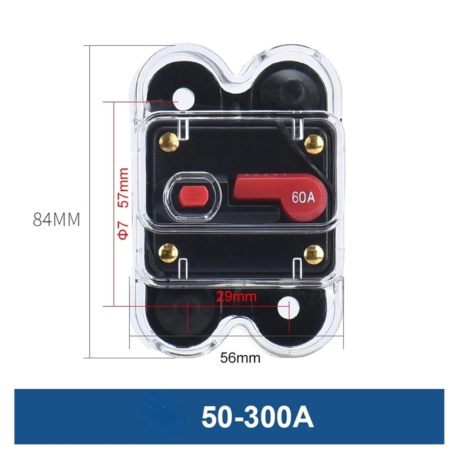 12V 24V DC Protection Circuit Breaker 30A 40A 50A 60A 80A 100A 150A 200A 250A 300A Auto Audio Fuse Holder for Solar Power(300A)