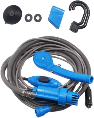 12v Camping Shower Pump Kit Portable Outdoor Shower Set Power Cable for Car/Travel