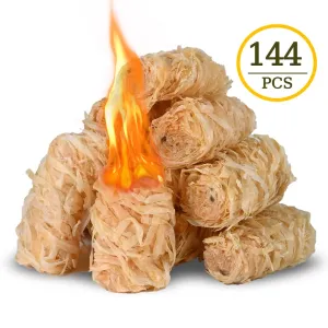144pcs Fire Starters Premium Waterproof Quick Firestarters Sticks Odorless Fire Starter for Campfires Fireplaces Wood Stove