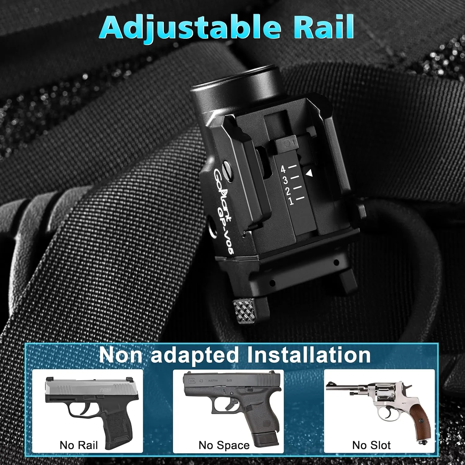 1500 Lumens Aircraft-Grade Aluminum Compact Pistol Flashlight, Picatinny Flashlights Laser Weapon Light, Subcompact Tactical Pistol Lights,Green Laser Light Combo for Handgun, Rechargeable Gun Light