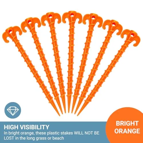 15pcs Spiral Plastic Tent Stakes-10" Heavy Duty Tent Pegs Stakes