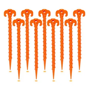 15pcs Spiral Plastic Tent Stakes-10" Heavy Duty Tent Pegs Stakes