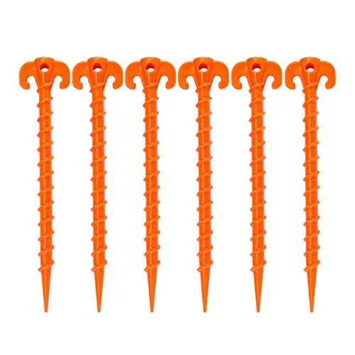 15pcs Spiral Plastic Tent Stakes-10" Heavy Duty Tent Pegs Stakes