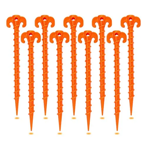 15pcs Spiral Plastic Tent Stakes-10" Heavy Duty Tent Pegs Stakes
