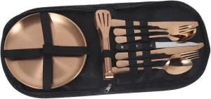 1set Stainless Steel Cutlery with Case Portable Utensil Kit for Camping Picnic and Outdoor Dining Complete Dinner Accessory Easy to Clean and Transport