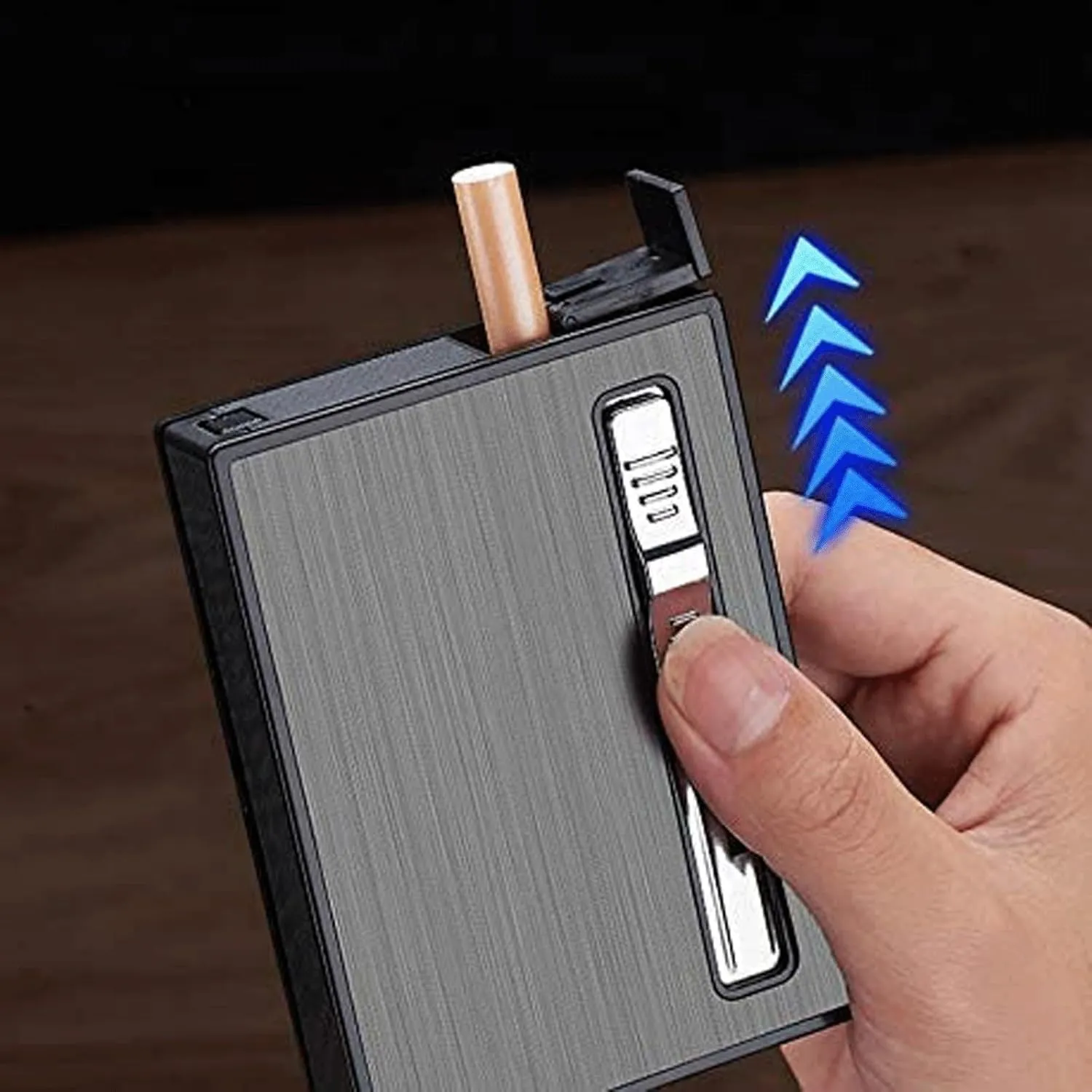 2-in-1 Lighter, Cigarette case with Built-in Lighter, Windproof, refillable Butane Jet Torch Lighter, Automatic pop-up, Portable Lighter case. (Color : A)