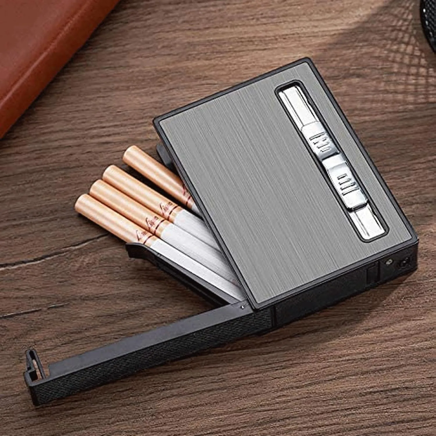 2-in-1 Lighter, Cigarette case with Built-in Lighter, Windproof, refillable Butane Jet Torch Lighter, Automatic pop-up, Portable Lighter case. (Color : A)