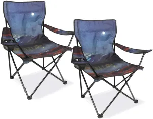 2 Pack Camping Chairs Portable Camp Chairs, Folding Lawn Chairs with Cup Holder for Outdoor Camping, Hiking, Travel, Patio, Beach, Picnics