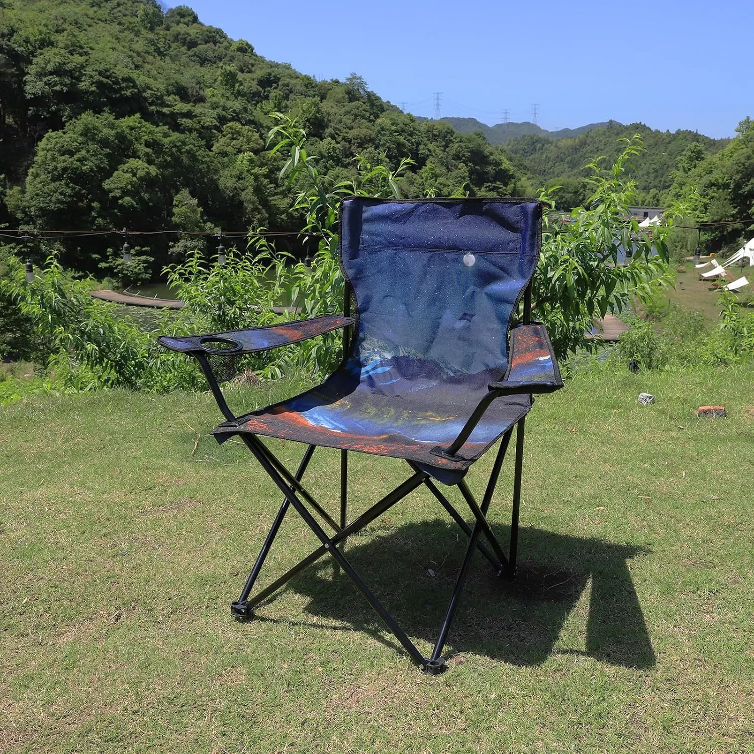 2 Pack Camping Chairs Portable Camp Chairs, Folding Lawn Chairs with Cup Holder for Outdoor Camping, Hiking, Travel, Patio, Beach, Picnics