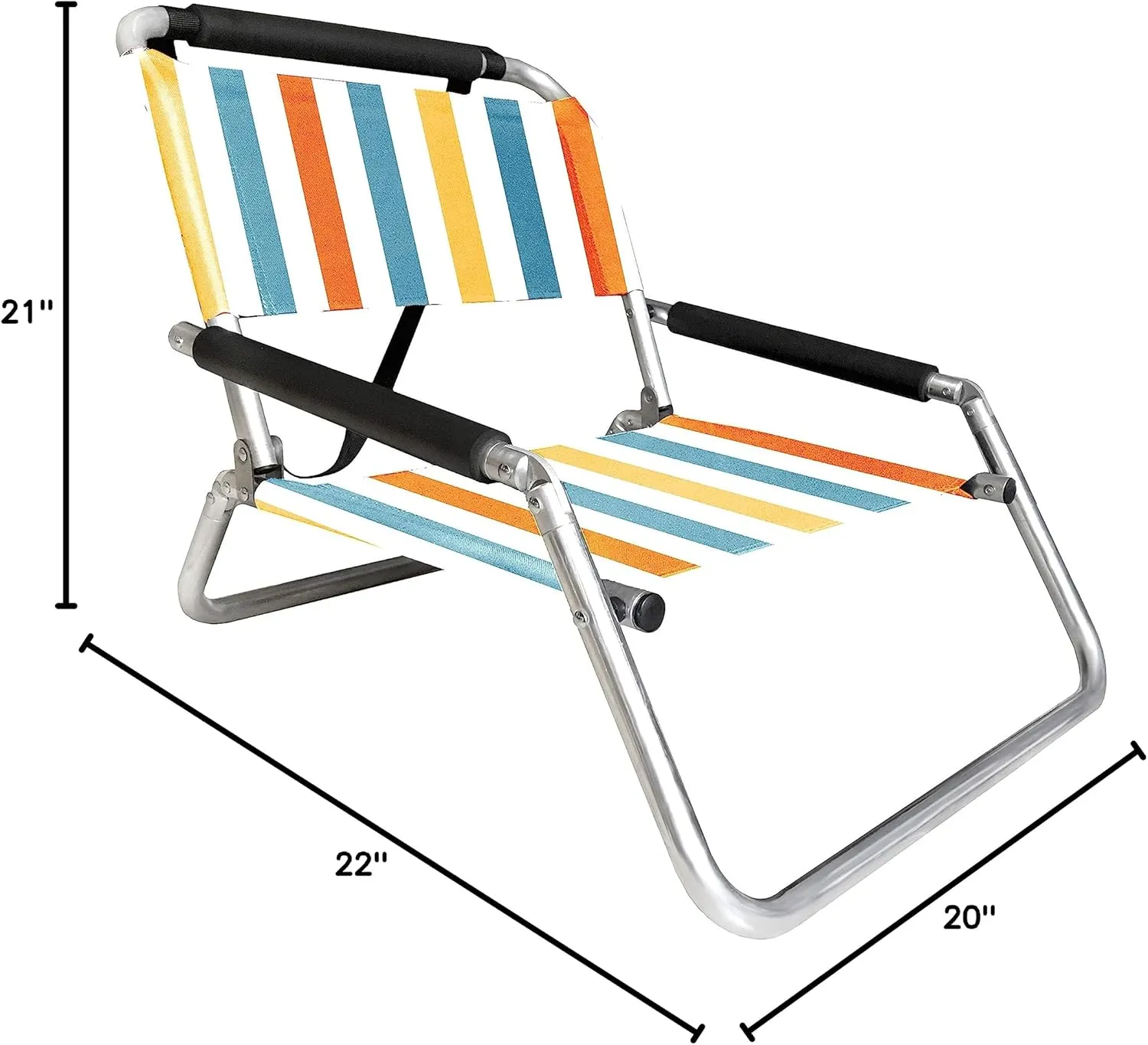 2 Pack of Neso Lightweight Water Resistant Beach Chairs with Shoulder Strap and Slip Pocket - Folds Thin (Vintage Stripes)