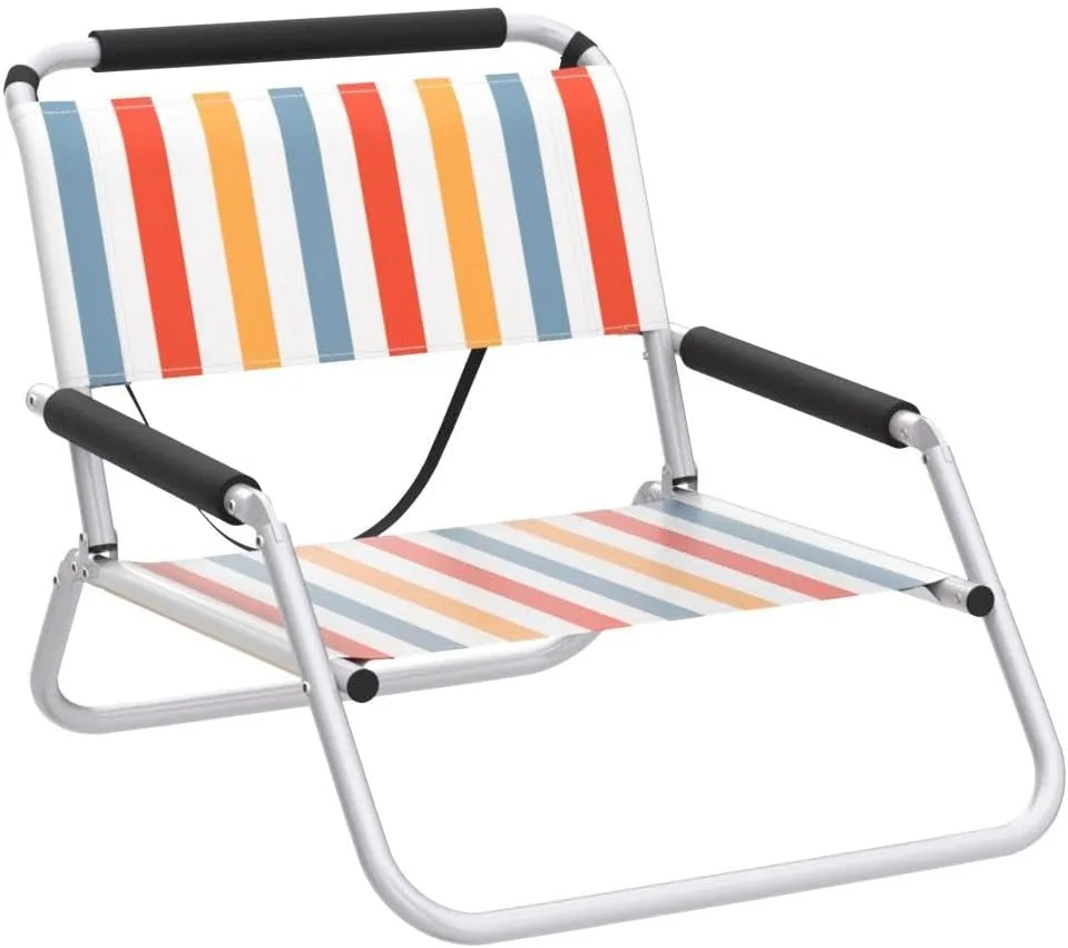 2 Pack of Neso Lightweight Water Resistant Beach Chairs with Shoulder Strap and Slip Pocket - Folds Thin (Vintage Stripes)