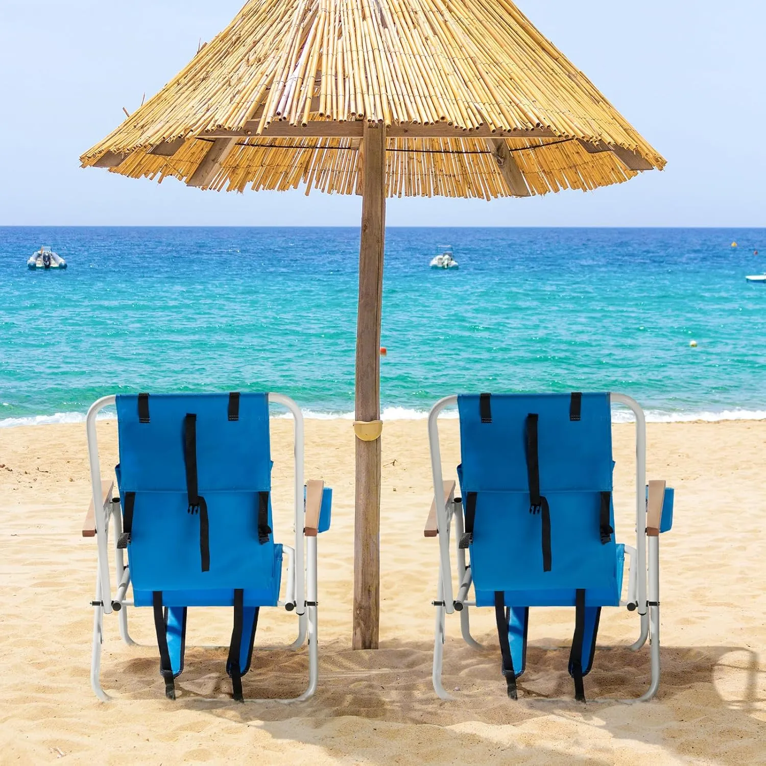 2 Pack Outdoor Beach Lawn Chairs,4 Position Portable Backpack Foldable Camping Chair,Lightweight Beach Chairs for Adults,Patio Dining Chairs,with Cup Holder,for Yard Pool Picnic Fishing (Blue)