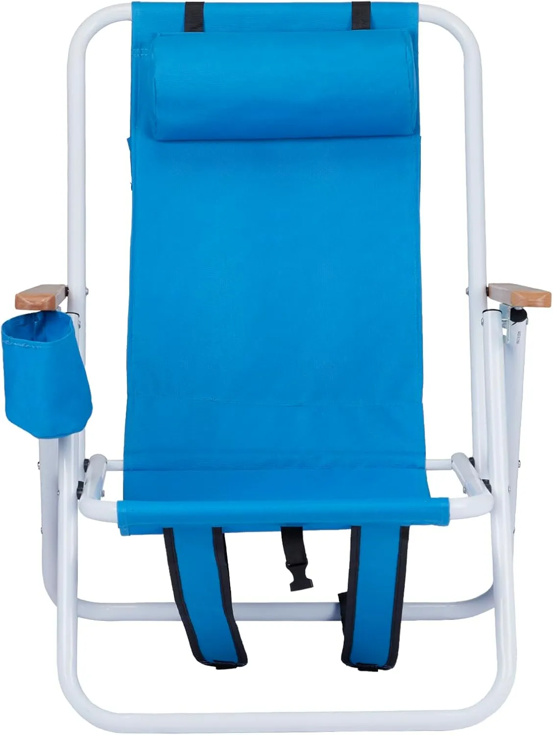 2 Pack Outdoor Beach Lawn Chairs,4 Position Portable Backpack Foldable Camping Chair,Lightweight Beach Chairs for Adults,Patio Dining Chairs,with Cup Holder,for Yard Pool Picnic Fishing (Blue)