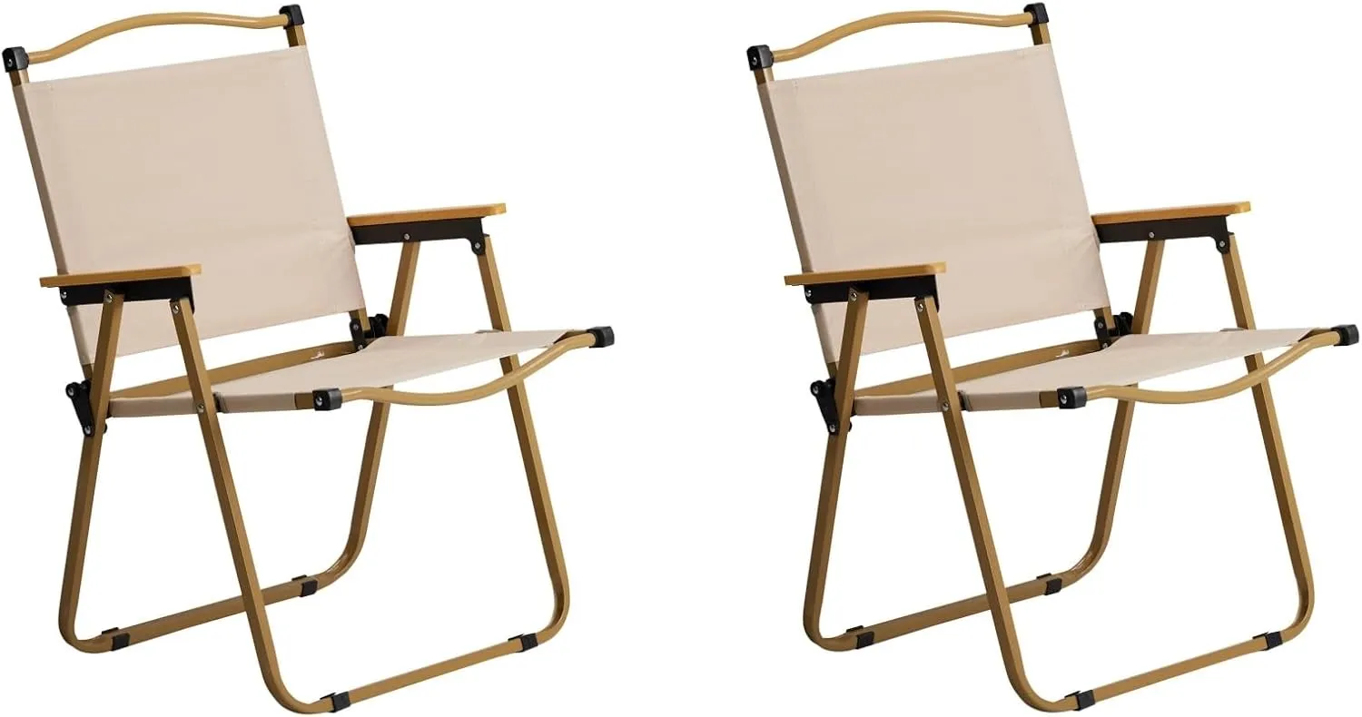 2 Pack Outdoor Beach Portable Lawn Chair,Portable Lightweight Folding Chair for Adults,Folding Beach Chair,Portable Foldable Camping Chair,Supports 265 lbs,for Patio Pool Yard Garden (Khaki)
