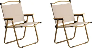 2 Pack Outdoor Beach Portable Lawn Chair,Portable Lightweight Folding Chair for Adults,Folding Beach Chair,Portable Foldable Camping Chair,Supports 265 lbs,for Patio Pool Yard Garden (Khaki)