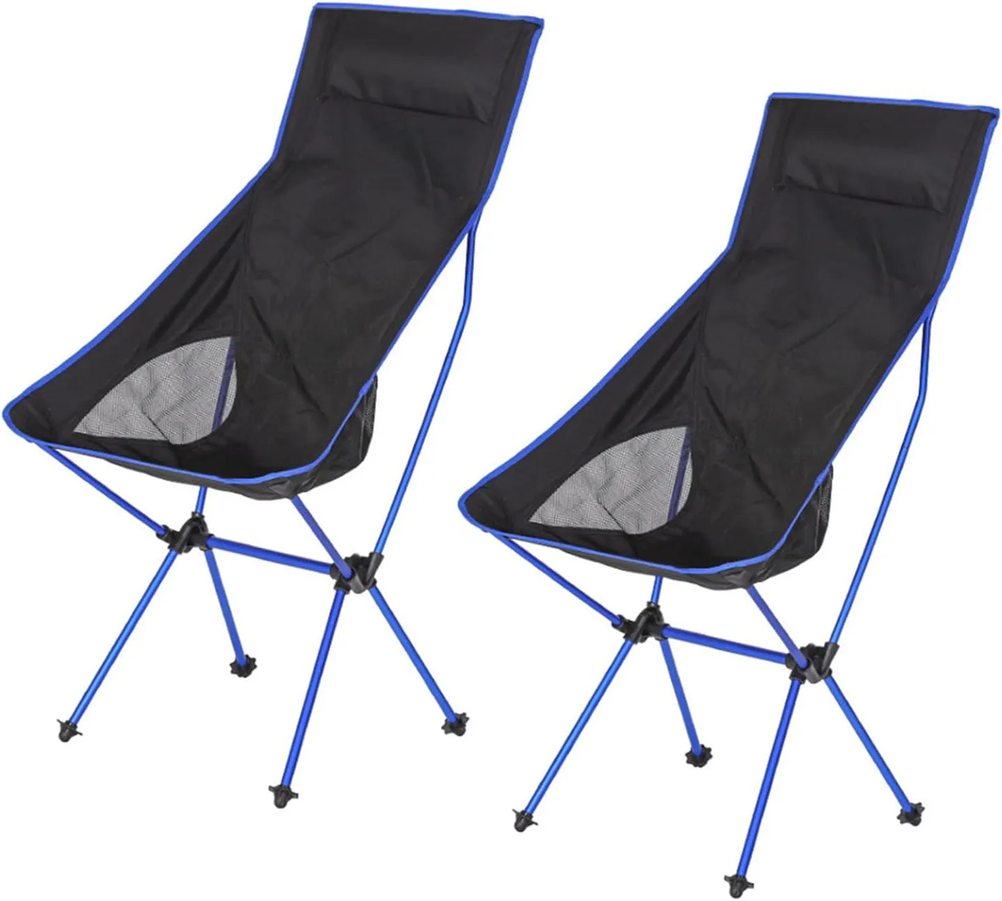 2 Pack Portable High Back Camping Chairs, Outdoor Folding Chair Supports 330 LBS, Ultralight Compact Aluminum Folding Beach Chair with Carry Bag, for Hiking Picnic Fishing,Blue b