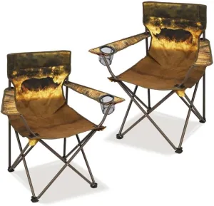 2 Pcs Animal Pattern Camping Chair,Folding Backpacking Lightweight Beach Chair w/Cup Holder,Side Pocket,Carry Bag,Portable Adults Lawn Chair for Family Outdoor,Hiking,Parties,Rhinoceros