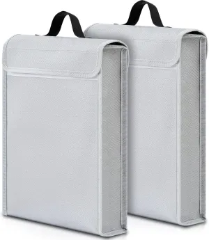 2 Pcs Fireproof Document Bag Large Fireproof Box 4500°f Upgraded Fireproof Waterproof Bag for Documents with Zipper Avoid Fires and Wildfires 15.8"x11.8"x2.8" for Cash, Documents Valuables