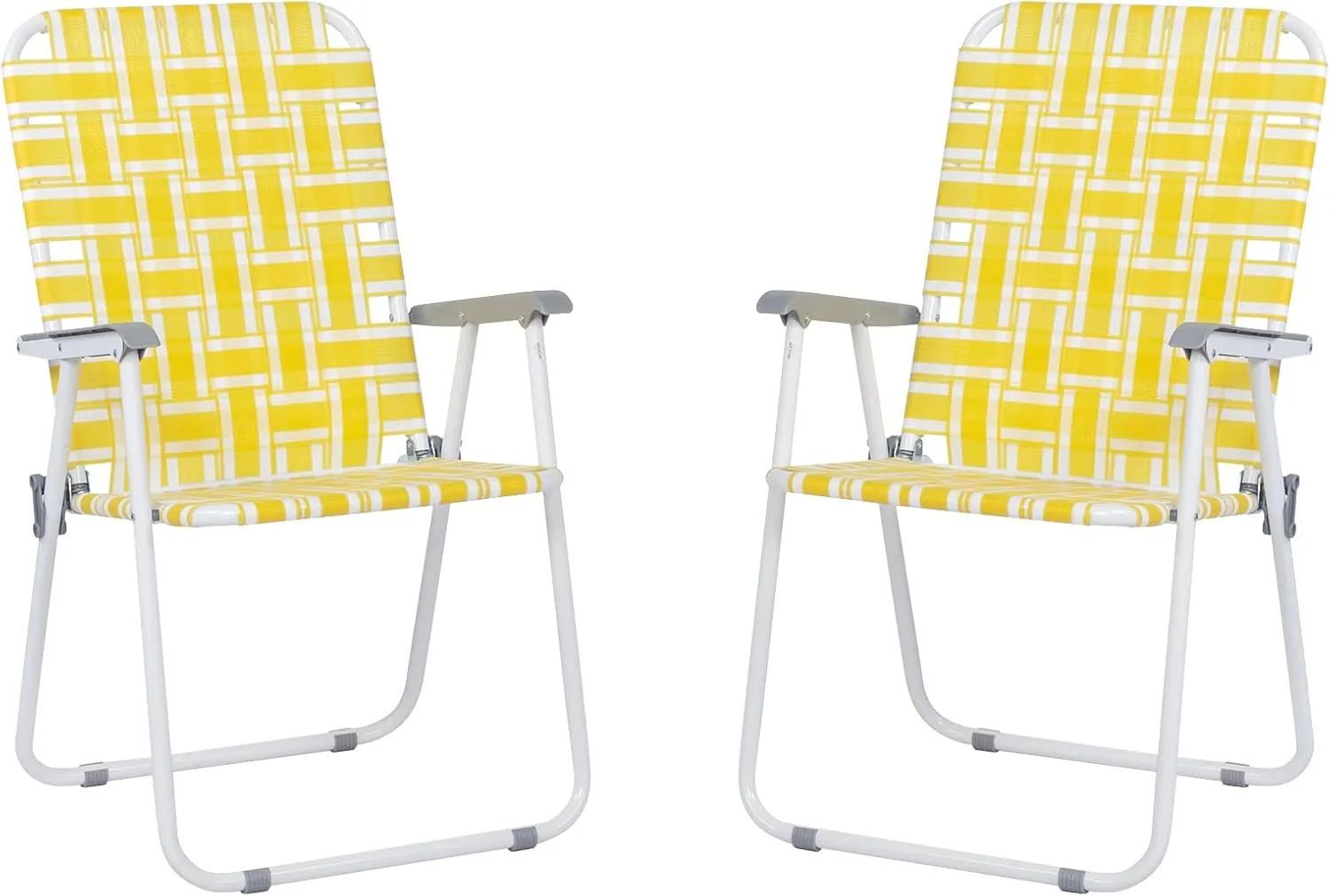2 Pcs Patio Folding Lawn Chairs for Adults,Lightweight Patio Beach Chair,Foldable Camping Lawn Chairs,Outdoor Indoor Portable Beach Chair,with High Back,for Garden, Poolside, Travel, Picnic (Yellow)