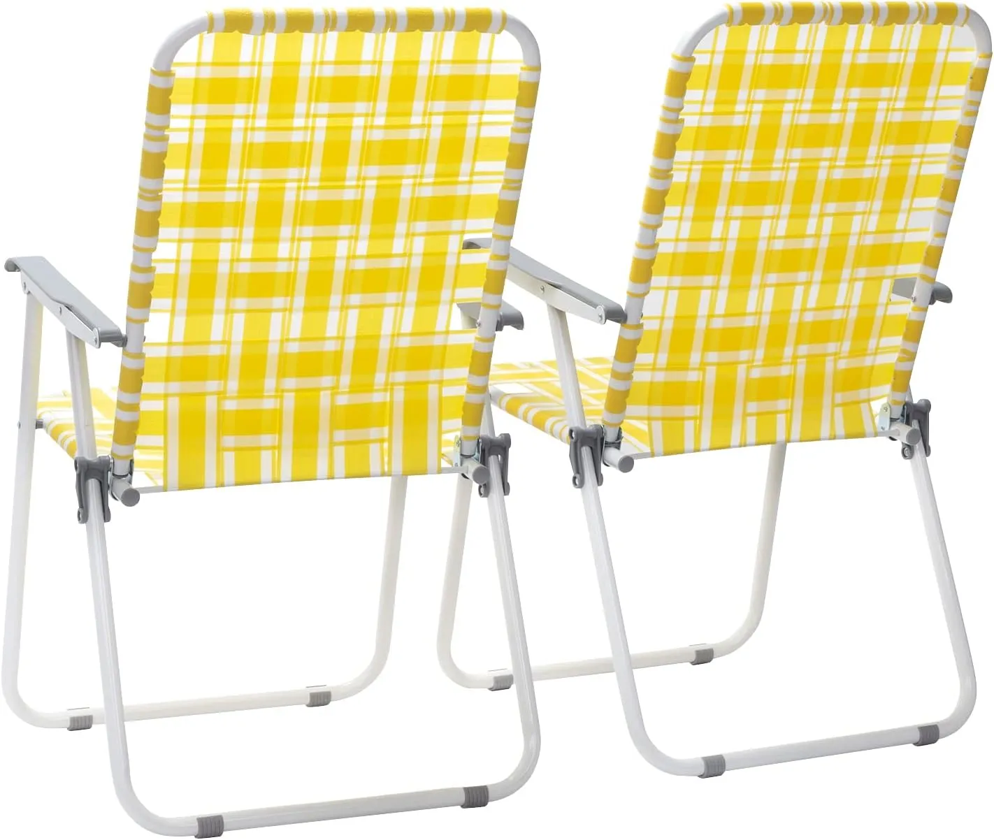 2 Pcs Patio Folding Lawn Chairs for Adults,Lightweight Patio Beach Chair,Foldable Camping Lawn Chairs,Outdoor Indoor Portable Beach Chair,with High Back,for Garden, Poolside, Travel, Picnic (Yellow)