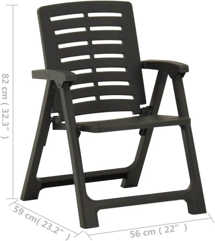2 Pcs Plastic Patio Chairs Anthracite - Lightweight Outdoor Chairs for Garden, Terrace, Patio Use with Stable Durable Design and Comfortable Seating