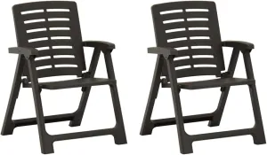 2 Pcs Plastic Patio Chairs Anthracite - Lightweight Outdoor Chairs for Garden, Terrace, Patio Use with Stable Durable Design and Comfortable Seating