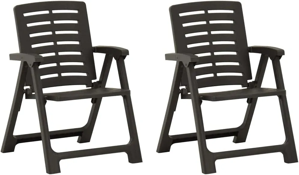 2 Pcs Plastic Patio Chairs Anthracite - Lightweight Outdoor Chairs for Garden, Terrace, Patio Use with Stable Durable Design and Comfortable Seating