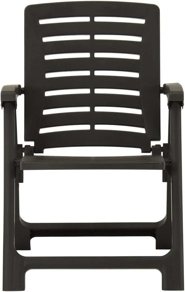 2 Pcs Plastic Patio Chairs Anthracite - Lightweight Outdoor Chairs for Garden, Terrace, Patio Use with Stable Durable Design and Comfortable Seating