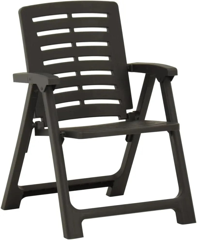 2 Pcs Plastic Patio Chairs Anthracite - Lightweight Outdoor Chairs for Garden, Terrace, Patio Use with Stable Durable Design and Comfortable Seating