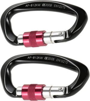 2 sets of rock climbing riders (25KN = 5600 pounds) D-shaped super-strength steel screws lock anti-fall safety equipment | camping outdoor hiking climbing climbing | quality quality maximization