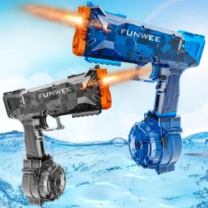 2025 New Upgrade 2 Pack Electric Water Guns for Adult Kid, Light Up Strongest Full Auto Watergun High Capacity 500  Water Blaster, Long Range Powerful Water Squirt Gun, Outdoor Pool Water Toy