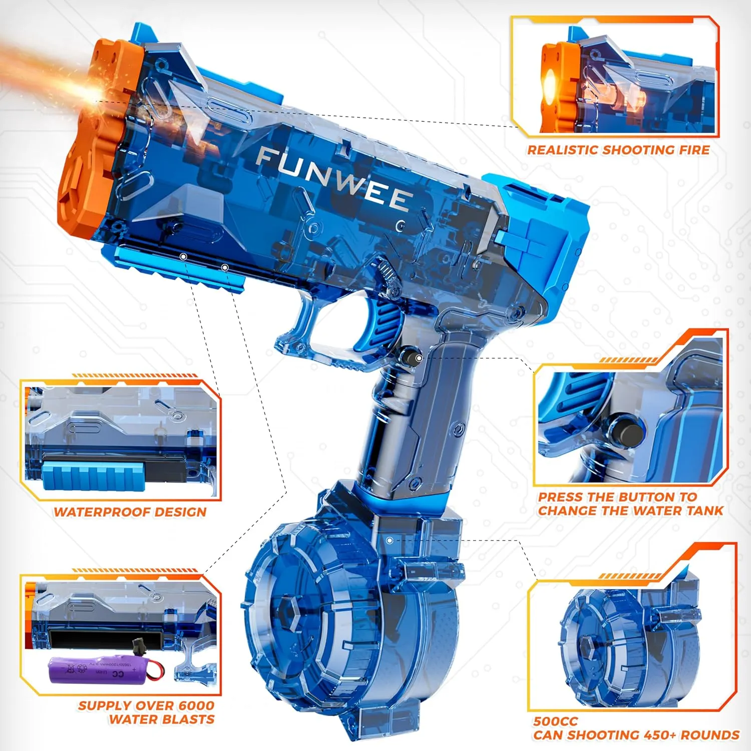 2025 New Upgrade Electric Water Gun for Adult & Kid, Light Up Most Strongest Watergun Long Range, Powerful High Powered Automatic Squirt Gun Fully Auto Water Blaster, Pool Outdoor Toy Game