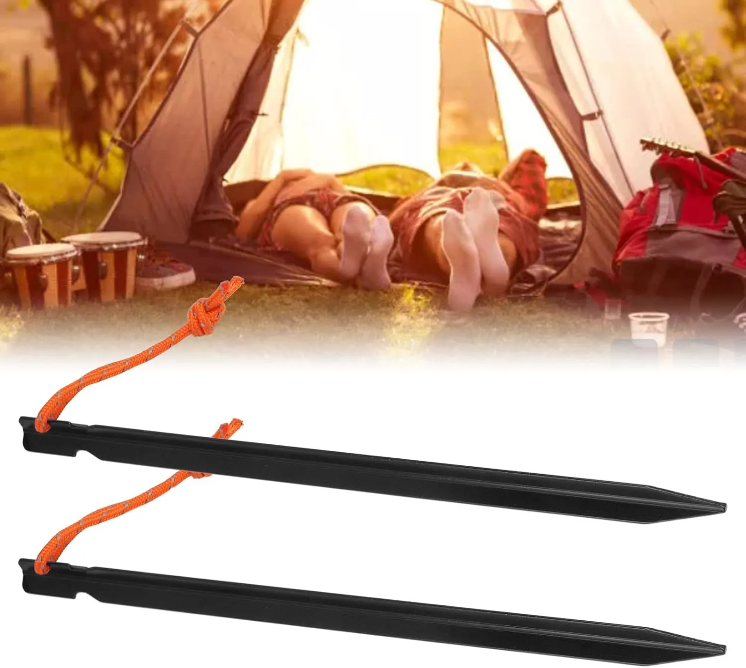 20pcs Heavy Duty Tent Stakes | V Shape Aluminum Alloy Pegs for Camping/Canopy/Garden | 9in Weather - Proof Anchors - 7075 Aerospace Grade, 50mph Wind Sturdy (Black)