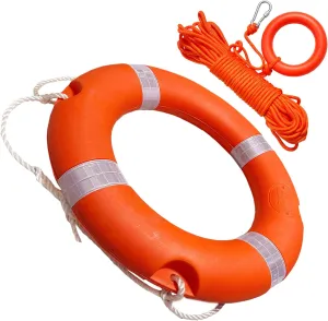 23 inch/ 28 inch Boat Safety Throw Ring, Life Rings for Boats with Water Floating Lifesaving Rope 98.4FT, 1.5KG/ 2.5KG International Standard Boat Life Preserver Ring Buoy with Reflective Strip