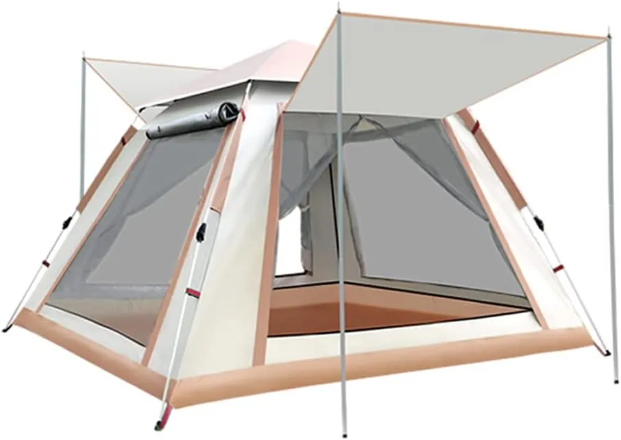 3-4 Person 60 Sec Setup Family Camping Tent Waterproof & Windproof Tent with Top Rainfly, Instant Cabin Tent for Camping Hiking Mountaineering (Brown