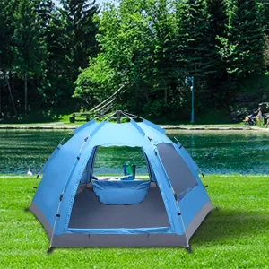 3-4 Person Camping Tent, Automatic Family Tent, All-Weather Instant Pop Up Waterproof Sun Shelter Tents with Mesh Layer and Carrying Bag, Outdoor Beach Tents for Hiking Travel Activities