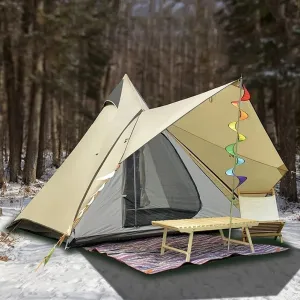 3-4 Person Family Teepee Tent, Double Layer Indian Tent for Camping, Hiking, and Outdoor Adventures – Waterproof & Bug-Proof