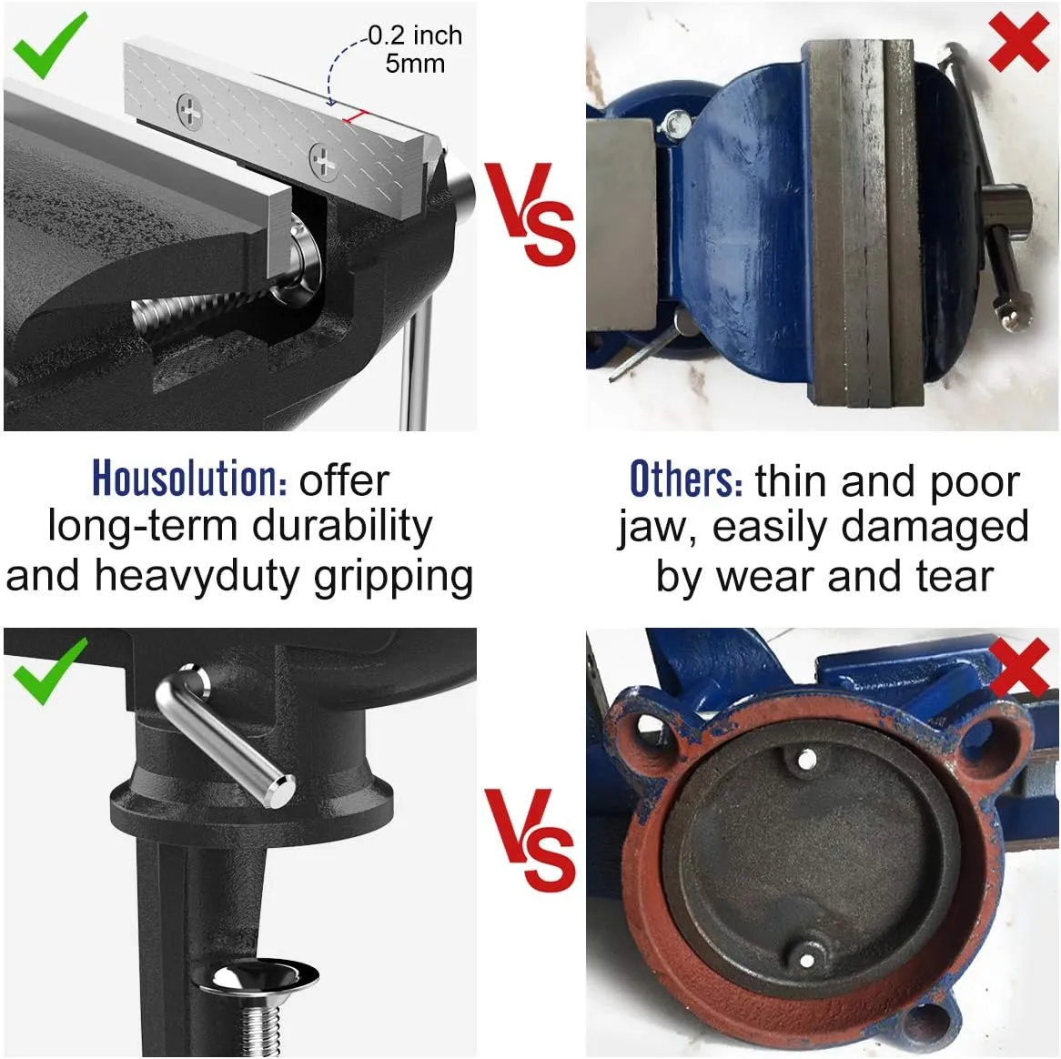 3 Inch Universal Swivel Base Table Vise, 360°Rotating Bench Clamp, Portable Repair Tool for Woodworking, Metalworking, Cutting Conduit, and Drilling - Black