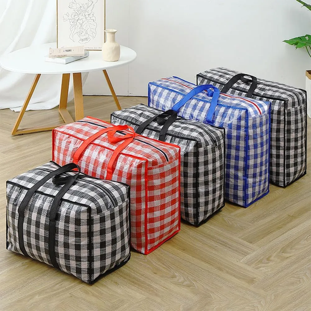 3 Pcs Moving Bag,Medium Large Extra Large Heavy Duty Storage Bag,Waterproof Dustproof Quilt Blankets Duffel Bag with Strong Handles & Zipper (02 Red)