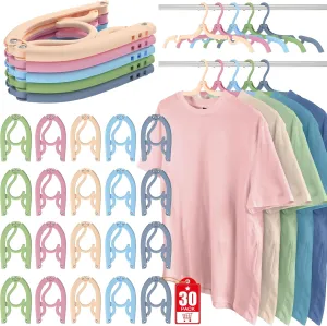 30 Pcs Portable Foldable Travel Hanger Organizer, Plastic Travel Accessories Essentials Clothes Drying Rack Folding Hangers for Traveling Camping Flying RV Cruises Suitcase, Multi